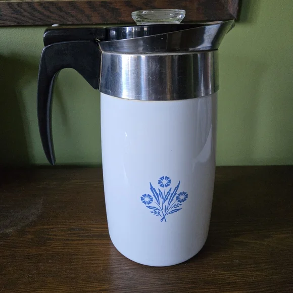 Vintage Corningware 10 Cup Blue Cornflower Percolater Coffee Pot Carafe - Picture 3 of 16